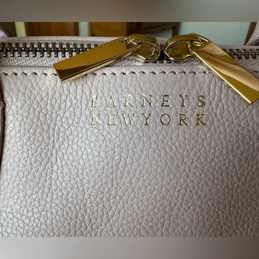 Barney’s New York Blush Pink Pebbled Leather Satchel Gold Hardware